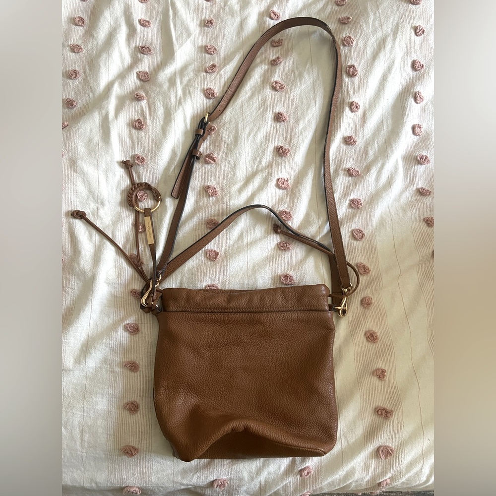 Brown leather crossbody purse
